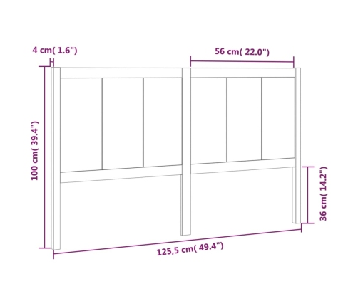 vidaXL Cabecero de cama madera maciza de pino gris 125,5x4x100 cm