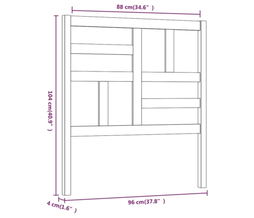 vidaXL Cabecero de cama madera maciza de pino 96x4x104 cm