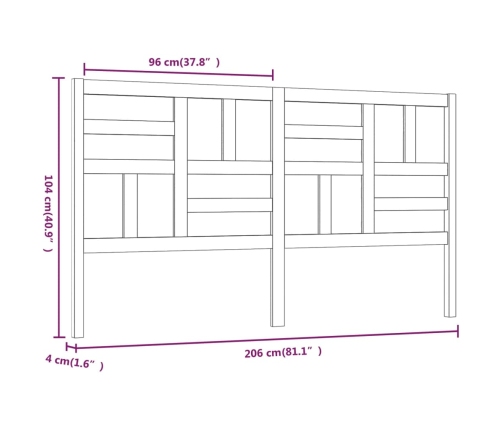 Cabecero de cama madera maciza de pino blanco 206x4x104 cm