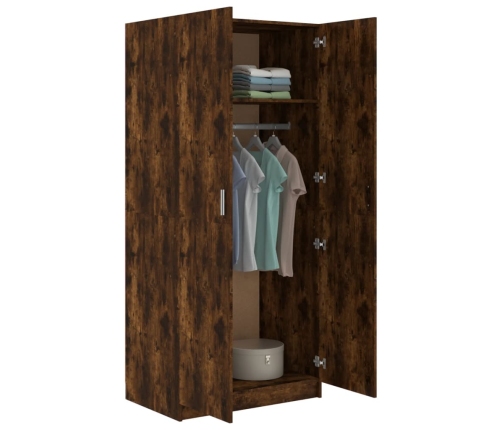 Armario madera contrachapada color roble ahumado 80x52x180 cm