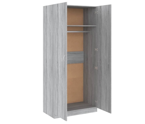 Armario madera contrachapada gris Sonoma 90x52x200 cm