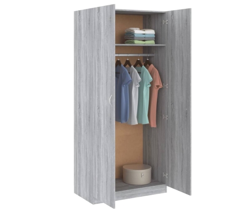 Armario madera contrachapada gris Sonoma 90x52x200 cm