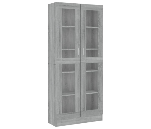 Vitrina de madera contrachapada gris sonoma 82,5x30,5x185,5 cm