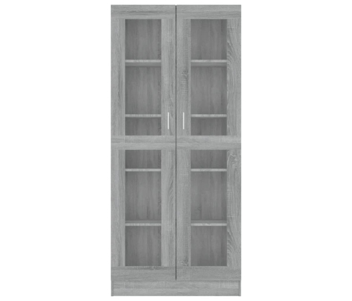 Vitrina de madera contrachapada gris sonoma 82,5x30,5x185,5 cm