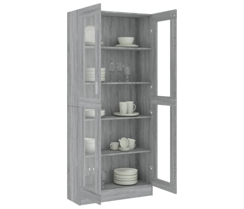 Vitrina de madera contrachapada gris sonoma 82,5x30,5x185,5 cm