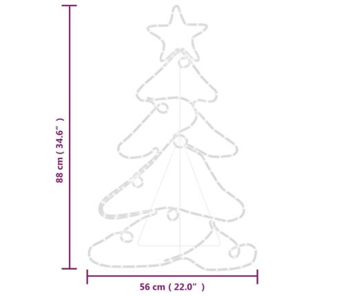 Figura de árbol de Navidad con 144 LED 88x56 cm