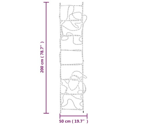 Figura plegable de Papá Noel en escalera con 552 LEDs 50x200 cm
