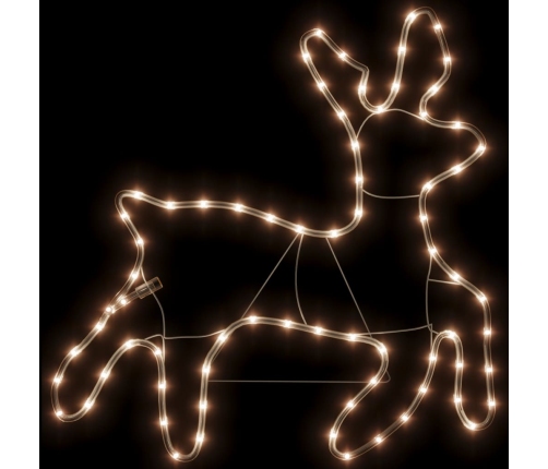 Figura de reno de Navidad con 72 LED blanco cálido 57x55x4,5 cm