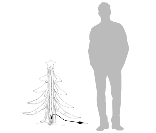 Figura árbol Navidad plegable 3 pzas blanco cálido 87x87x93 cm