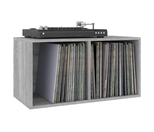 Caja para discos de vinilo madera contrachapada gris 71x34x36cm