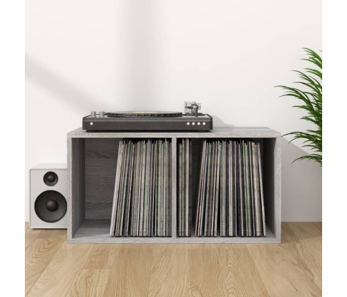 Caja para discos de vinilo madera contrachapada gris 71x34x36cm