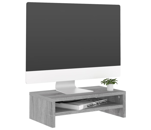 Soporte de monitor madera contrachapada gris Sonoma 42x24x13 cm