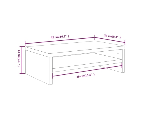 Soporte de monitor madera contrachapada gris Sonoma 42x24x13 cm