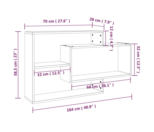 vidaXL Estante de pared madera ingeniería gris Sonoma 104x20x58,5 cm