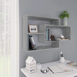 Estante de pared madera ingeniería gris Sonoma 104x20x58,5 cm