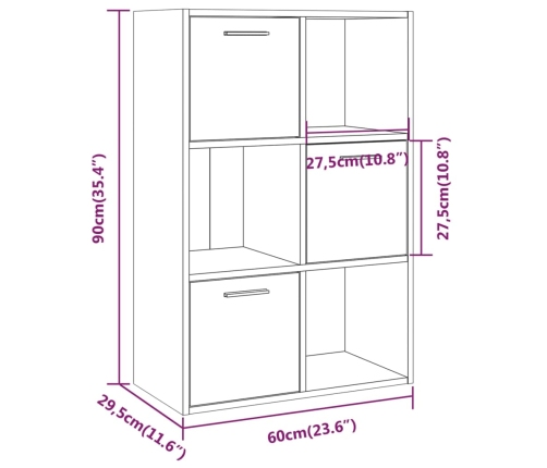 Mueble de almacenaje roble ahumado 60x29,5x90 cm