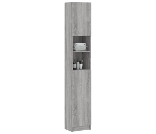 Armario de baño madera de ingeniería gris Sonoma 32x25,5x190 cm