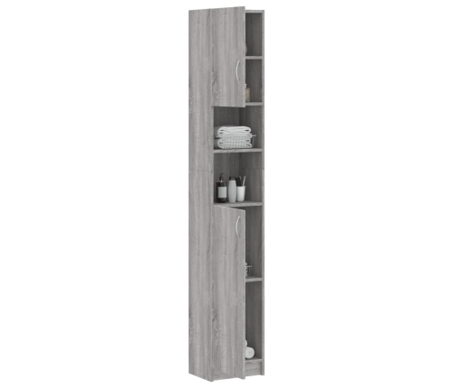 Armario de baño madera de ingeniería gris Sonoma 32x25,5x190 cm