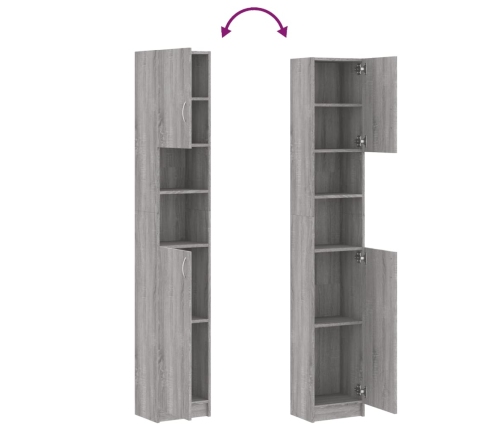 Armario de baño madera de ingeniería gris Sonoma 32x25,5x190 cm