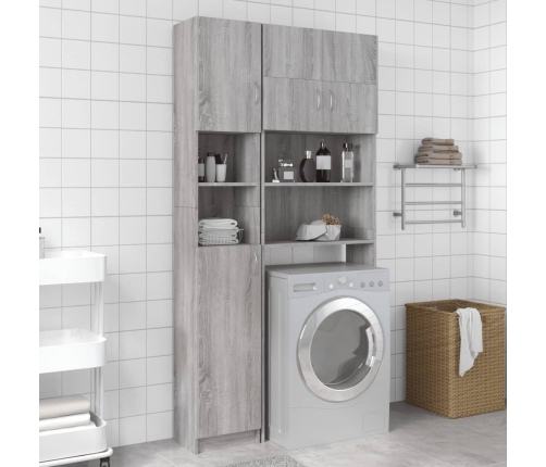 Armario de baño madera de ingeniería gris Sonoma 32x25,5x190 cm