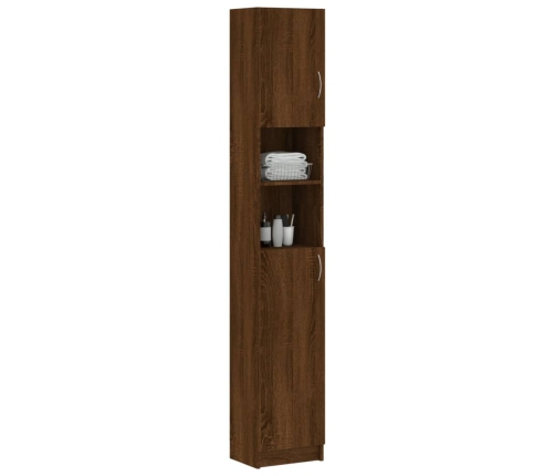 Armario de baño madera de ingeniería roble marrón 32x25,5x190cm