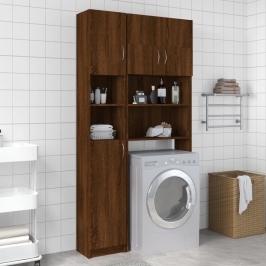 Armario de baño madera de ingeniería roble marrón 32x25,5x190cm