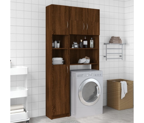 Armario de baño madera de ingeniería roble marrón 32x25,5x190cm