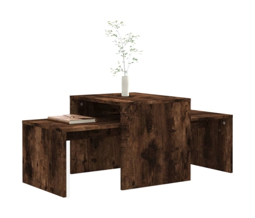 vidaXL Set mesas centro madera contrachapada roble ahumado 100x48x40cm