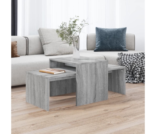 Set mesa de centro madera de ingeniería gris Sonoma 100x48x40c