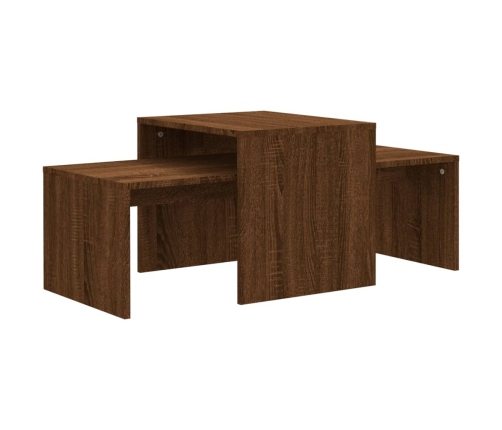 vidaXL Set mesa de centro madera ingeniería roble marrón 100x48x40 cm