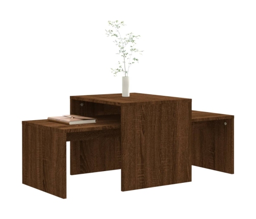 vidaXL Set mesa de centro madera ingeniería roble marrón 100x48x40 cm