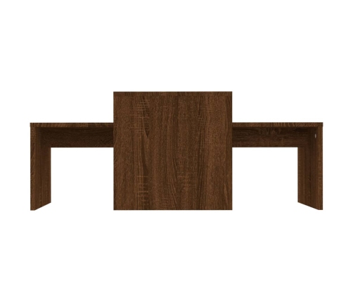 vidaXL Set mesa de centro madera ingeniería roble marrón 100x48x40 cm