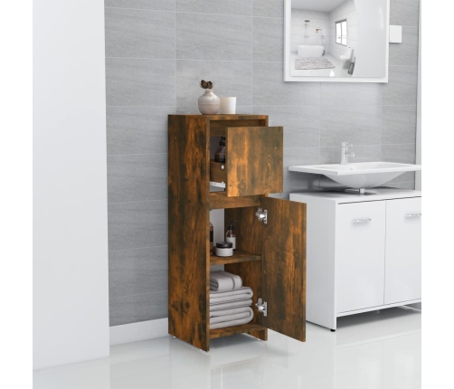 Armario de baño madera contrachapada roble ahumado 30x30x95 cm