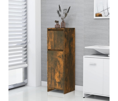 Armario de baño madera contrachapada roble ahumado 30x30x95 cm