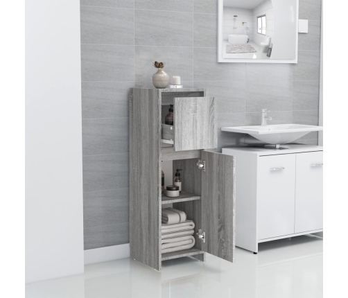 Armario de baño madera contrachapada gris Sonoma 30x30x95 cm