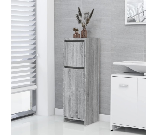 Armario de baño madera contrachapada gris Sonoma 30x30x95 cm