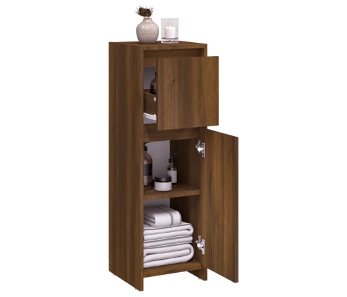 Armario de baño madera contrachapada roble marrón 30x30x95 cm