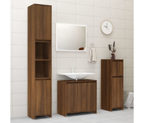 Armario de baño madera contrachapada roble marrón 30x30x95 cm