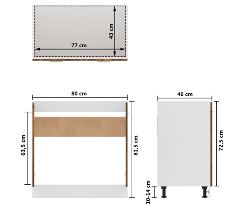 Armario bajo fregadero madera ingeniería roble 80x46x81,5 cm