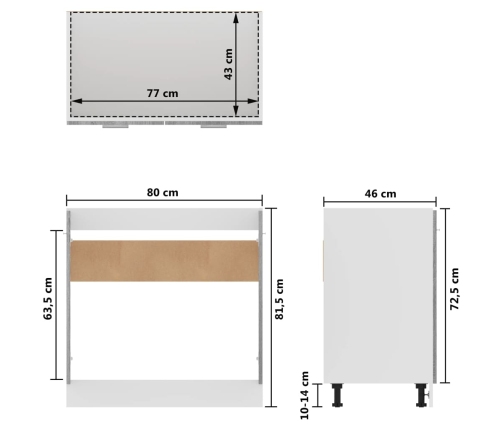 Armario bajo fregadero madera ingeniería gris 80x46x81,5 cm