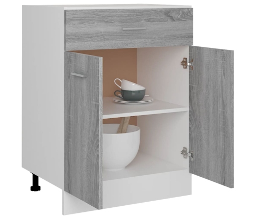 Armario inferior de cocina madera ingeniería gris 60x46x81,5 cm