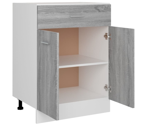 Armario inferior de cocina madera ingeniería gris 60x46x81,5 cm