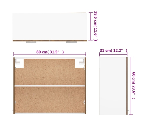Armario colgante madera ingeniería roble ahumado 80x31x60 cm