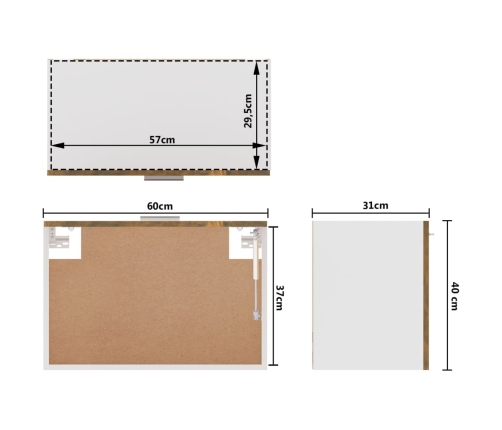 Mueble colgante madera ingeniería roble ahumado 60x31x40 cm