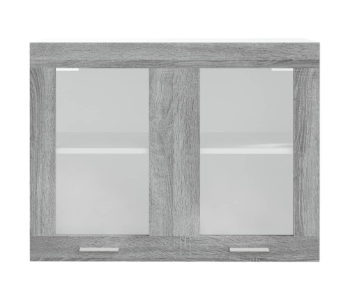 Armario vitrina colgante madera gris Sonoma 80x31x60 cm