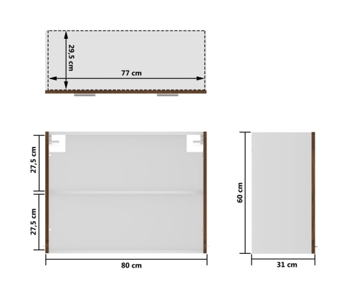 Armario vitrina colgante madera roble ahumado 80x31x60 cm