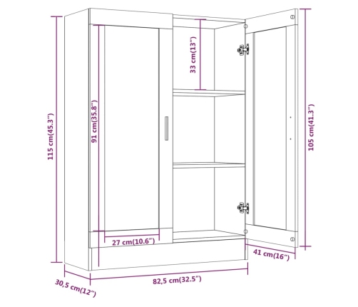 vidaXL Vitrina madera contrachapada roble ahumado 82,5x30,5x115 cm