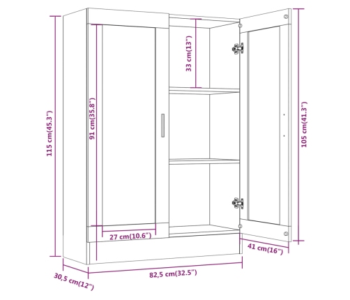 Vitrina madera contrachapada roble marrón 82,5x30,5x115 cm