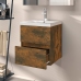 Mueble de lavabo madera ingeniería roble ahumado 41x38,5x45 cm