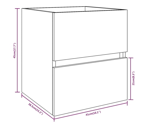 Mueble de lavabo madera ingeniería roble ahumado 41x38,5x45 cm